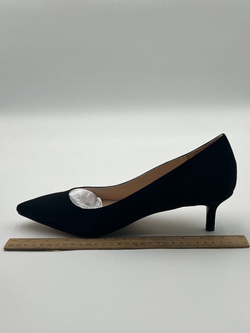 YDN Black Kitten Heeled Pumps Pointed Toe Dress Shoes for Office Lady Soft Suede
